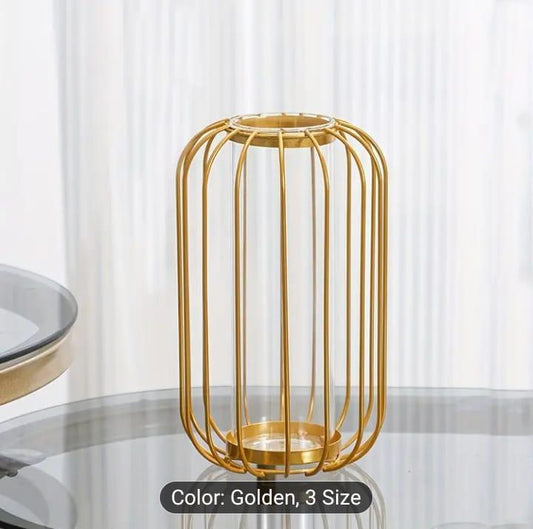 Golden Geometric Vase for Home Decor