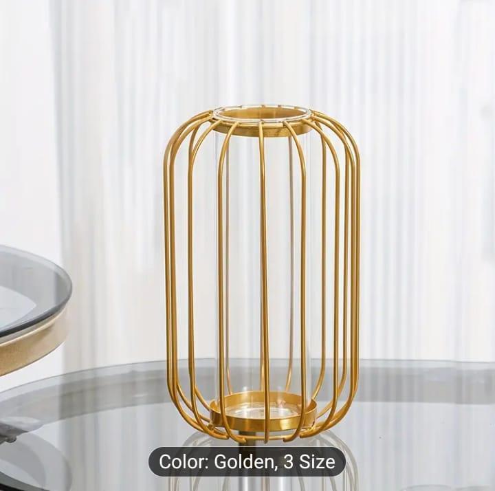 Golden Geometric Vase for Home Decor