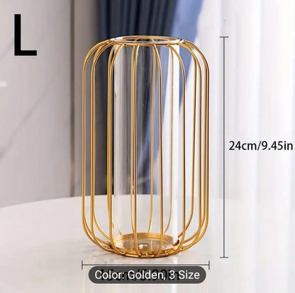 Golden Geometric Vase for Home Decor